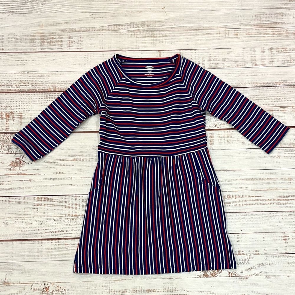 Girls Red, White and Cool Striped Fit and Flare Dress